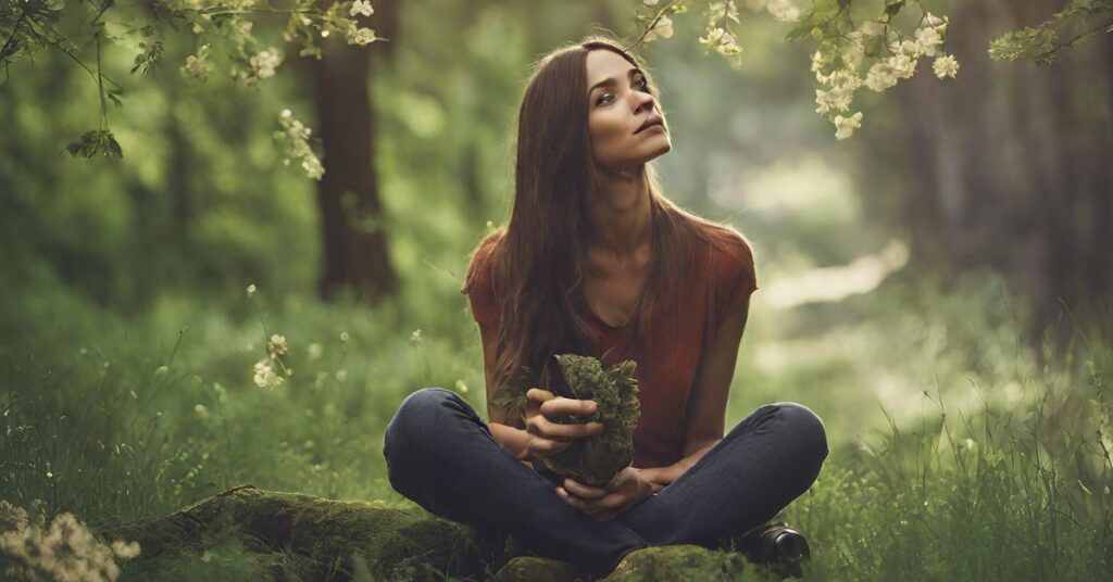 Woman connecting with nature