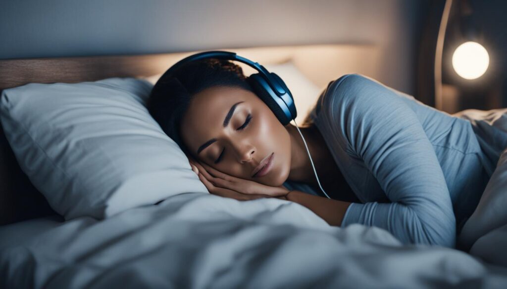 sleepy woman with headphones